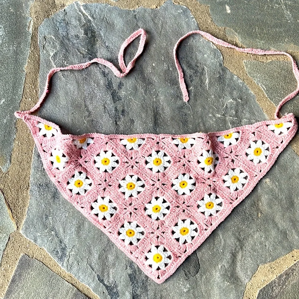New🌟Anthropologie-Janae Crochet Floral Head Scarf